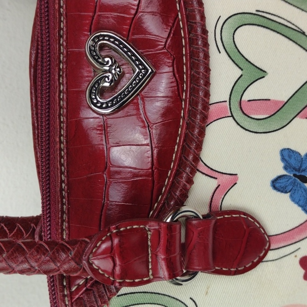 Brighton-esque Whimsical Heart Butterfly Croc-Embossed Leather Trim Purse Bag - Picture 3 of 16